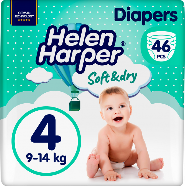 Підгузки Helen Harper Soft&Dry New Maxi (4) 9-14 кг 46 шт